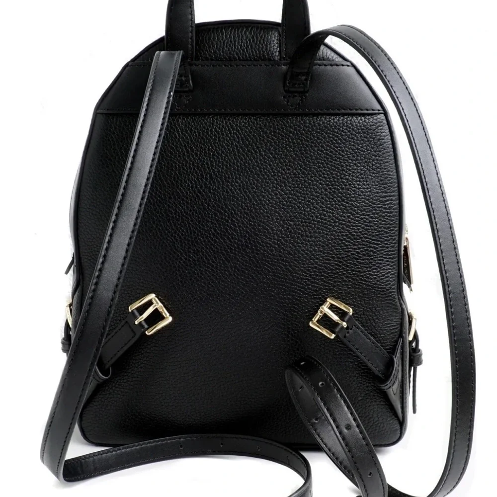 Michael Kors Jaycee Medium Pebbled Leather Backpack Black /Golden Tone Hardware